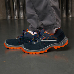 Полуботинки рабочие спилковые с защитным подноском и стелькой размер 43 сине-оранжевые Delta Plus RiminiI (RIMI4SPBL43) - фото 3