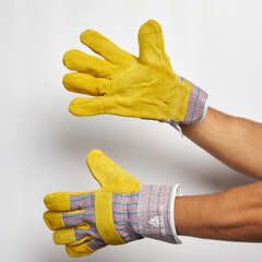 Перчатки х/б 5 нитей спилковые Delta Plus DC103 бежево-синие 10 (XL) - фото 4