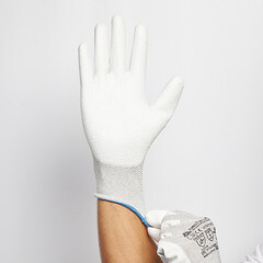 Перчатки х/б 5 нитей с полиуретановым покрытием антистатичные Delta Plus VE702PESD серые 10 (XL) - фото 2