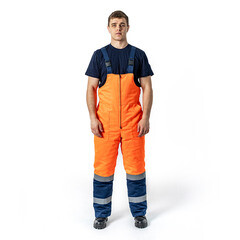 Полукомбинезон рабочий мужской утепленный Дарина Сигнальщик 48-50 рост 182-188 см темно-синий/оранжевый - фото 7