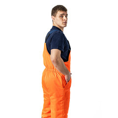 Полукомбинезон рабочий мужской утепленный Дарина Сигнальщик 48-50 рост 182-188 см темно-синий/оранжевый - фото 6