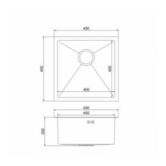 Мойка для кухни Mixline Pro 45х45х20 см врезная с сифоном сталь графит (547226/5634) - фото 3