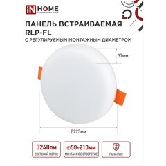 Светильник встраиваемый светодиодный белый 36 Вт 6500К IP20 IN HOME RLP-FL (4690612036755) - фото 7