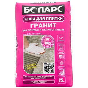 Клей для плитки/ керамогранита/ камня Боларс Гранит высокопрочный серый ...