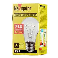 Лампа накаливания Navigator E27 3000К 60 Вт 710 Лм 230 В груша прозрачная - фото 4