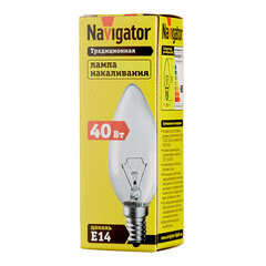 Лампа накаливания Navigator E14 40 Вт 400 Лм 230 В свеча прозрачная - фото 4