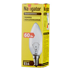 Лампа накаливания Navigator E14 60 Вт 660 Лм 230 В свеча прозрачная - фото 5