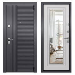 Изображение товара Дверь входная Torex Профи Скай-У правая оскуро - бьянко с зеркалом 950х2050 мм