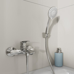 Смеситель для ванны Milardo Rora хром однорычажный с коротким изливом с лейкой (RORSB00M02) - фото 9