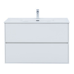 Тумба под раковину Lavelly Cube 100 см подвесная белый глянец (00316670) - фото 14