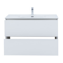 Тумба под раковину Lavelly Cube 100 см подвесная белый глянец (00316670) - фото 13