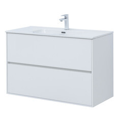 Тумба под раковину Lavelly Cube 100 см подвесная белый глянец (00316670) - фото 9