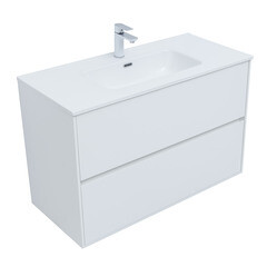 Тумба под раковину Lavelly Cube 100 см подвесная белый глянец (00316670) - фото 8