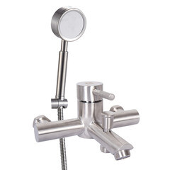 Смеситель для ванны ARGOtech Solid сатин однорычажный с коротким изливом с лейкой (35-05 SOLID)