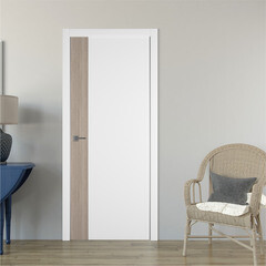Дверь межкомнатная Urban V вертикаль 600х2000 мм ПВХ эмалекс белая глухая с замком и петлями - фото 2