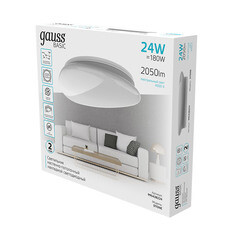 Светильник светодиодный накладной Gauss Basic Space 4000К 24 Вт 15 кв.м белый IP20 (995438224) - фото 4