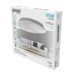 Светильник светодиодный накладной Gauss Basic Space 4000К 55 Вт 45 кв.м белый IP20 (995438260) - фото 5