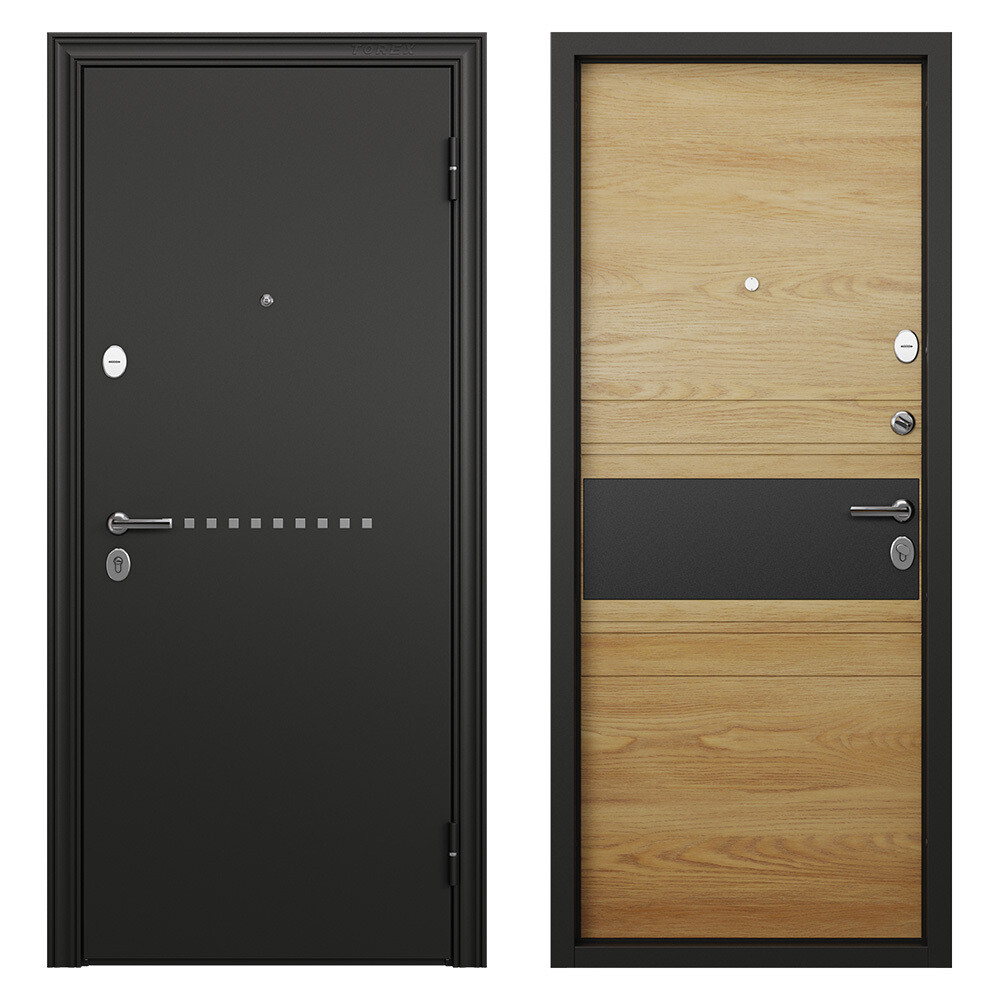 Изображение товара Входная дверь Torex Крафт Форест правая 860х2050 мм черный шелк дуб янтарь