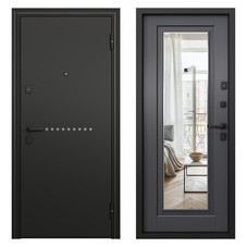 Дверь входная Torex Крафт Скай-У правая черный шелк - оскуро с зеркалом 860х2050 мм