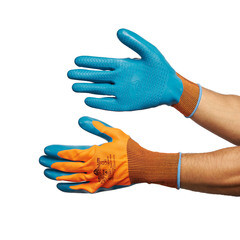 Перчатки полиэстеровые 13 нитей с латексным обливом Delta Plus VE733OR оранжевые XL - фото 3