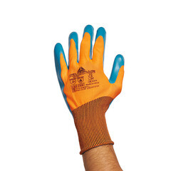 Перчатки полиэстеровые 13 нитей с латексным обливом Delta Plus VE733OR оранжевые XL - фото 4