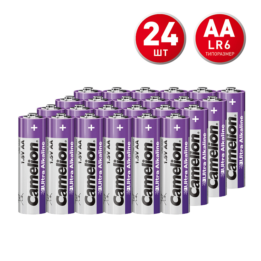 Изображение товара Батарейки Camelion Ultra АА пальчиковые LR6 1,5 В, комплект 24 шт.