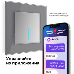 Умный выключатель сенсорный Werkel Minimir Home (a048323) одноклавишный скрытая установка серебро - фото 6