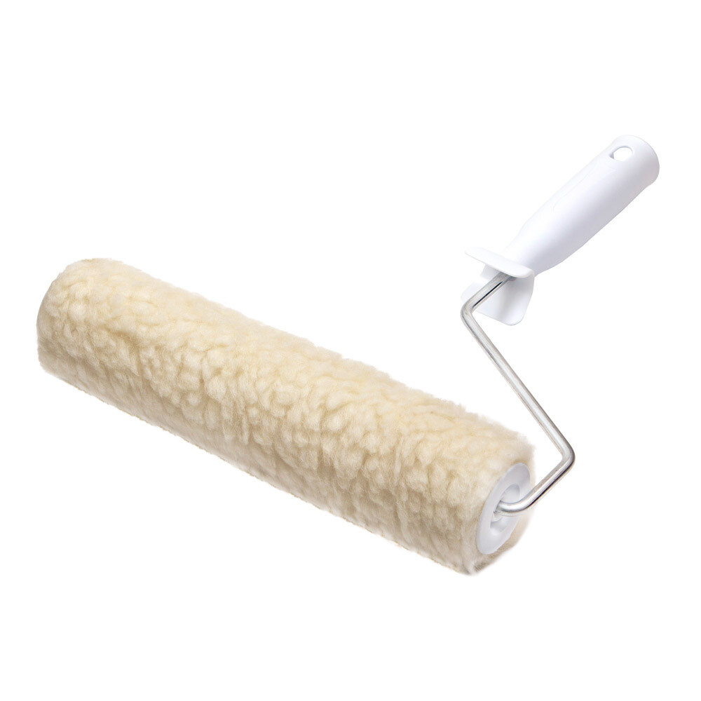 Валик натуральный мех 250 мм d42 мм ворс 12 мм для алкидной основы с ручкой