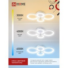 Светильник светодиодный накладной IN HOME Elegant Bliss 3000-6500К 90 Вт 45 кв.м белый IP40 с пультом - фото 5