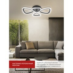 Светильник светодиодный накладной IN HOME Elegant Sansa 3000-6500К 60 Вт 70 кв.м черный IP40 с пультом - фото 4