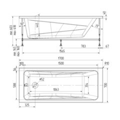 Ванна акриловая Oviva Nova 170х70 см без ножек (4607152363371) - фото 3