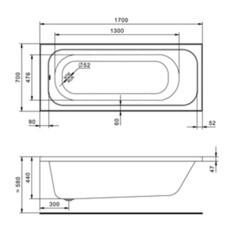 Ванна акриловая Santek Ламма 170х70 см без ножек (1.WH50.1.747) - фото 2
