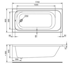 Ванна акриловая Santek Ламма 170х80 см без ножек (1.WH50.1.763) - фото 2