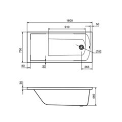 Ванна акриловая Santek Фиджи 160х75 см без ножек (1.WH50.1.597) - фото 3