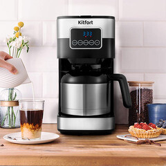 Кофеварка капельная Kitfort КТ-752 черная/серебро - фото 5
