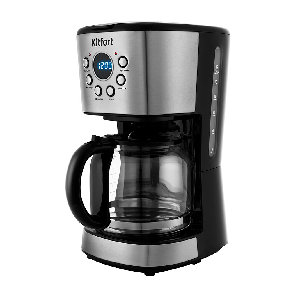 Кофеварка капельная Kitfort КТ-728 черная/серебро