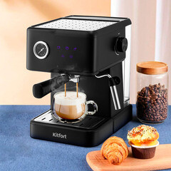 Кофеварка рожковая Kitfort КТ-7124 черная/серебро - фото 3