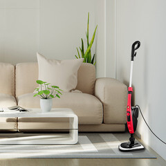 Швабра паровая Kitfort КТ-1017-1 черно-малиновая - фото 2