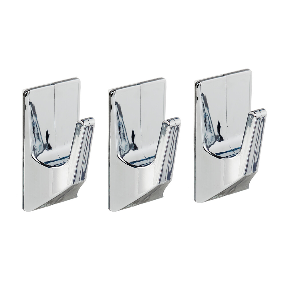 Изображение товара Крючок для ванной Kleber Strong одинарный самоклеящийся пластик хром (3 шт.) (KLE-SG002/9646)