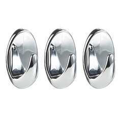 Изображение товара Крючок для ванной Kleber Strong одинарный самоклеящийся пластик хром (3 шт.) (KLE-SG004/9660)