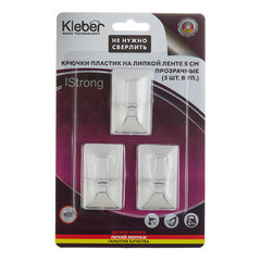 Крючок для ванной Kleber Strong одинарный самоклеящийся пластик прозрачный (3 шт.) (KLE-SG006/9684) - фото 3
