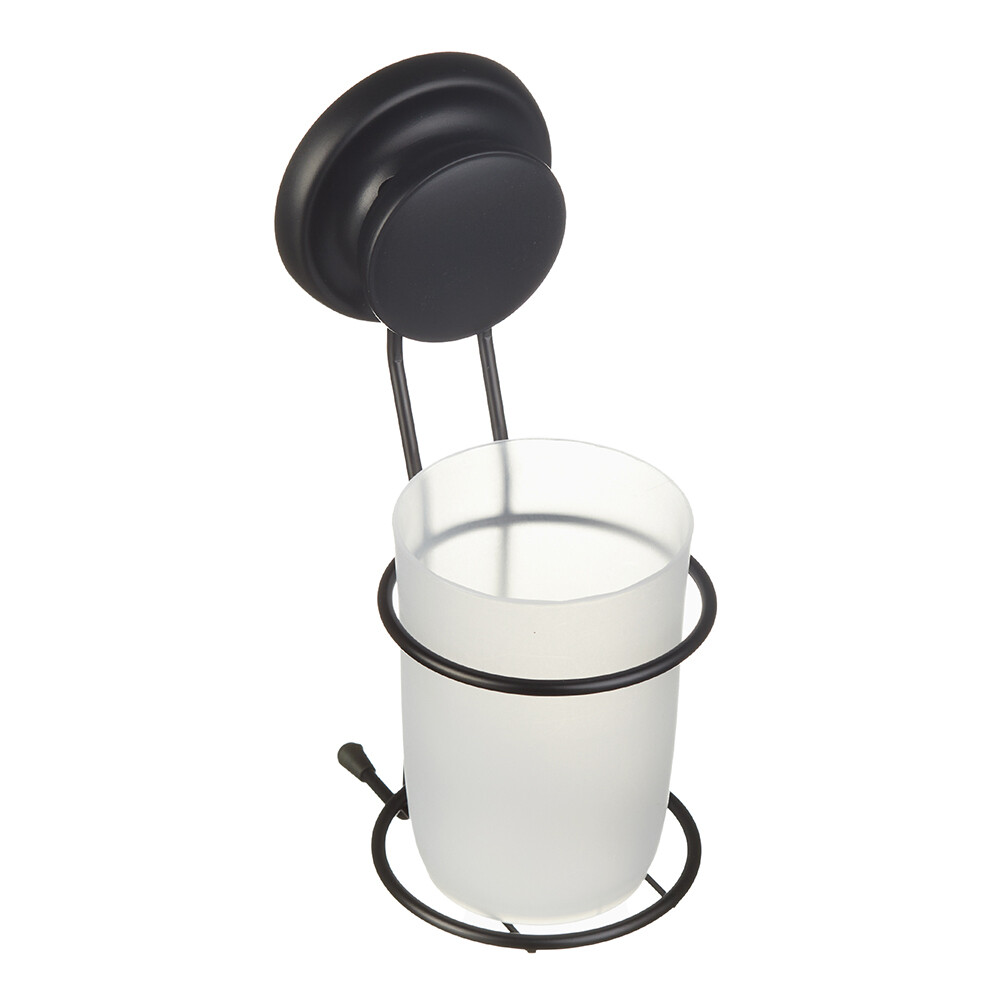 Изображение товара Стакан для ванной Fora Grafit с держателем пластик прозрачный/ металл черный (FOR-GRA044)