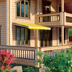 Выдвижной навес маркиза 3х2 м Sunset Boutique Borghese желтый/светло-желтый - фото 2