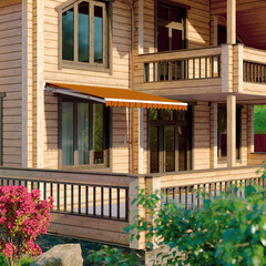 Выдвижной навес маркиза 3,2х2,5 м Sunset Boutique Louvre оранжевый/коричневый - фото 2