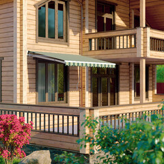 Выдвижной навес маркиза 3х2 м Sunset Boutique Giardini зеленый/белый - фото 2