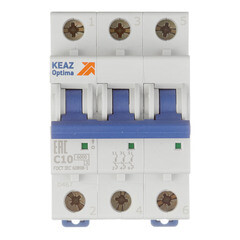Изображение товара Автоматический выключатель модульный КЭАЗ OptiDin 3P 10А тип C 6 кА 380 В (260789)