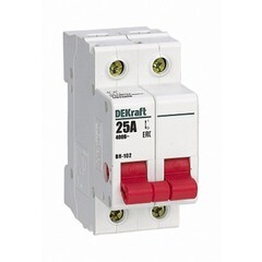 Изображение товара Выключатель-разъединитель Dekraft ВН-102 2P 25А 400 В на DIN-рейку (17023DEK)