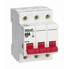 Изображение товара Выключатель-разъединитель Dekraft ВН-102 3P 40А 400 В на DIN-рейку (17026DEK)