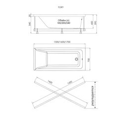 Ванна акриловая Triton Тори 150х70 см без ножек (Щ0000042930) - фото 2