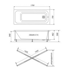 Ванна акриловая Triton Прага 170х70 см без ножек (Щ0000049118) - фото 2